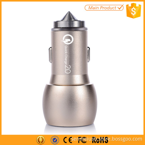 Quick Charge 2.0 Metal Car Charger 2 Port